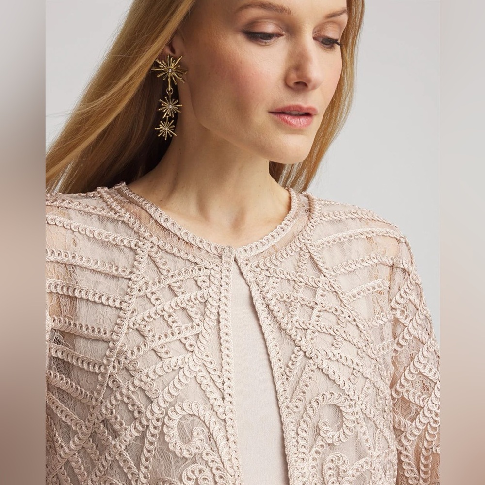Chicos | Travelers™ Collection Embroidered Lace Jacket | Large - Picture 9 of 9